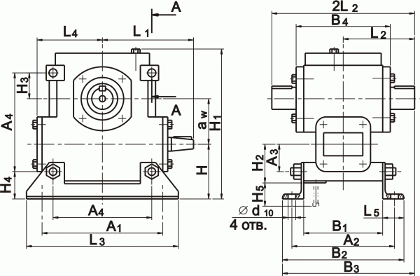 Габаритные и присоединительные размеры 4Ч-80